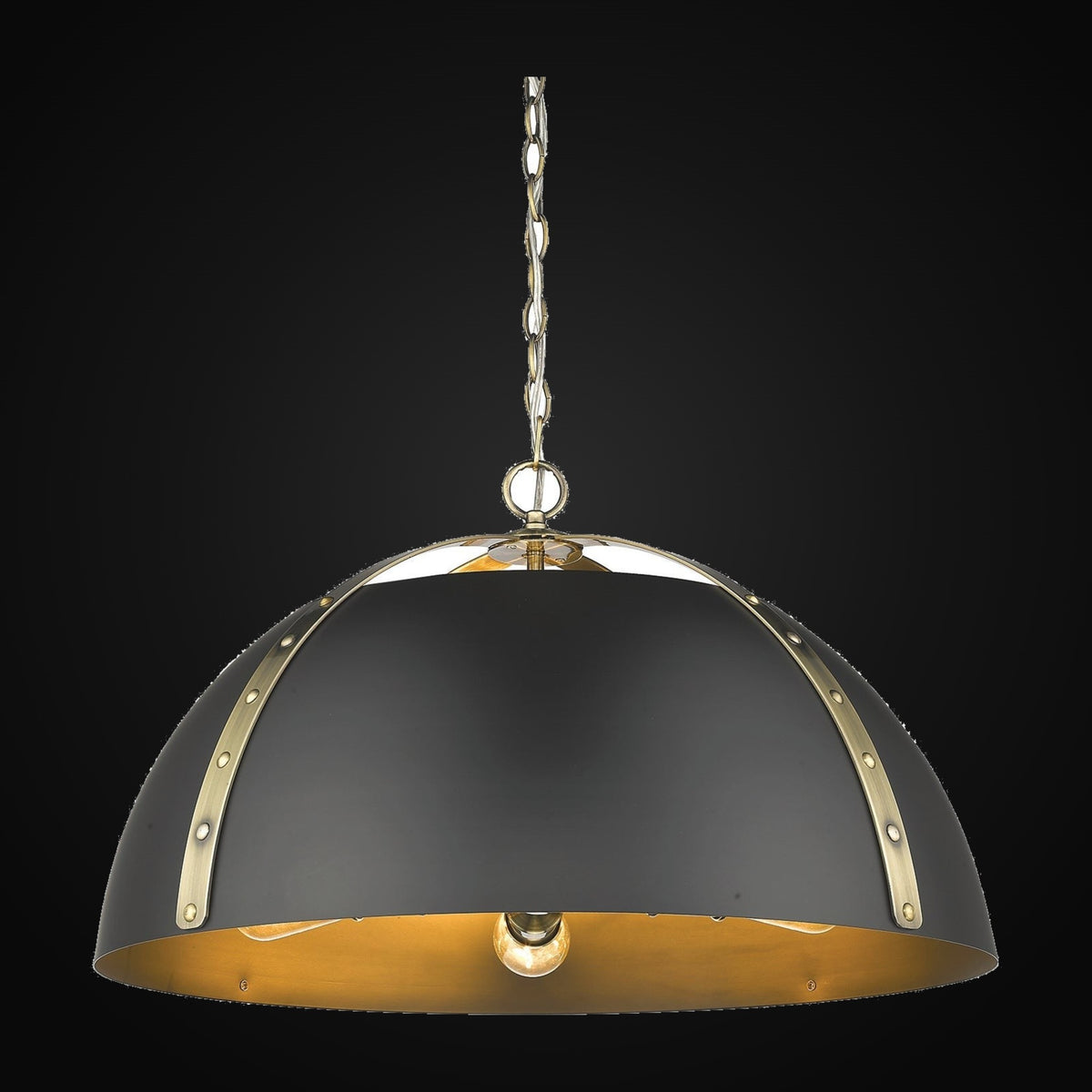Suspension Aldrich 5 lumières, laiton vieilli