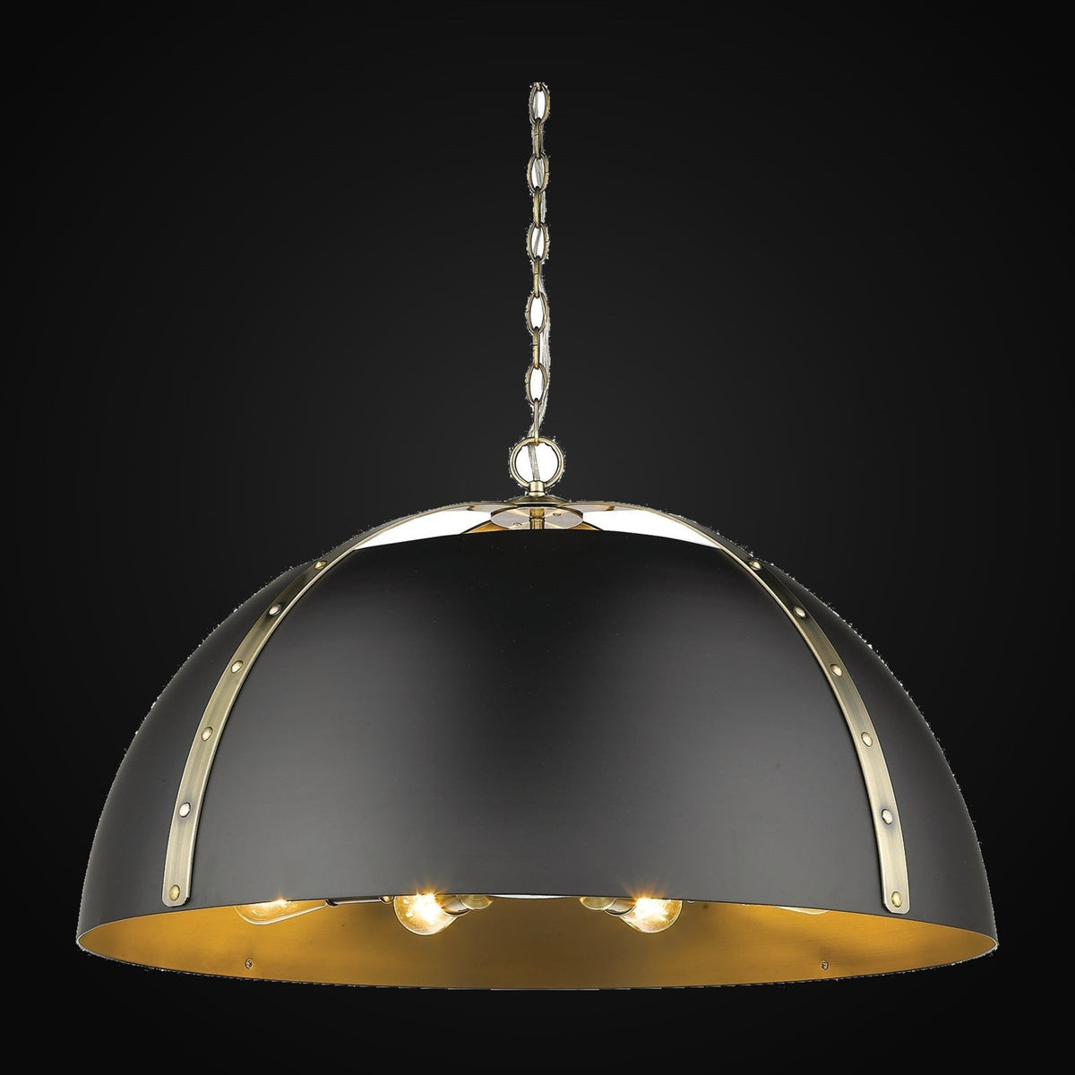 Suspension Aldrich 8 lumières, laiton vieilli