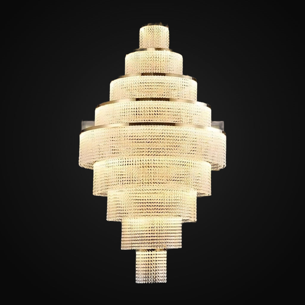 Grand lustre Alleri en cristal pour escalier