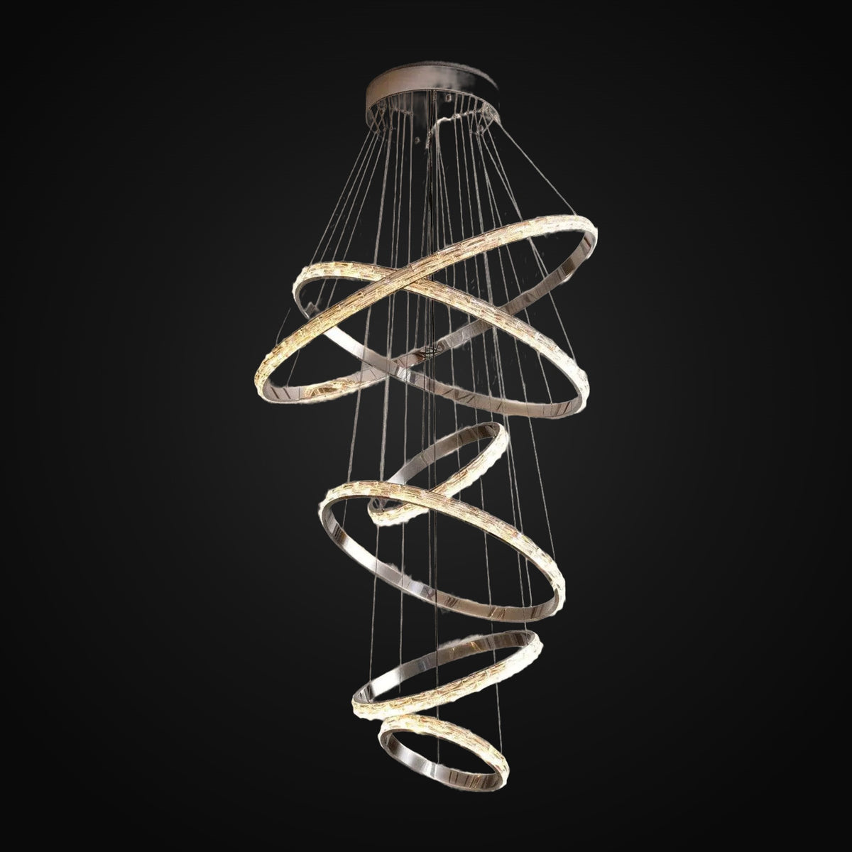Lustre moderne Argento en cristal 6 anneaux