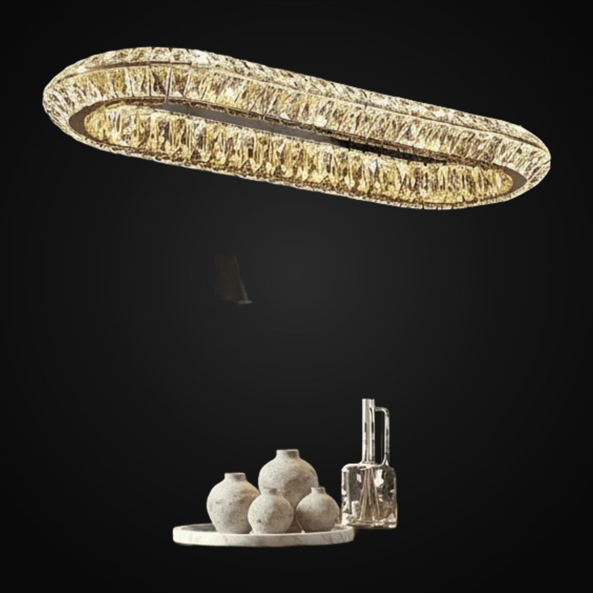 Lustre de salle à manger linéaire Bacci en cristal 47 po