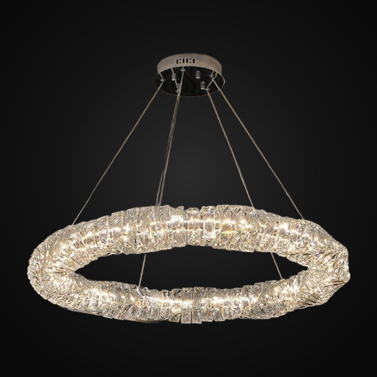 Lustre rond Bacci en cristal 39 po