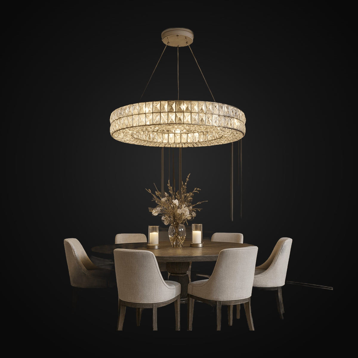 Lustre roue Bacci en cristal