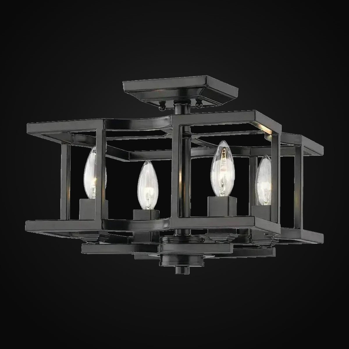 Semi-plafonnier Bellare, noir mat