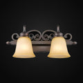 Applique de salle de bain Belle Meade 2 lumières, bronze frotté, verre Tea Stone