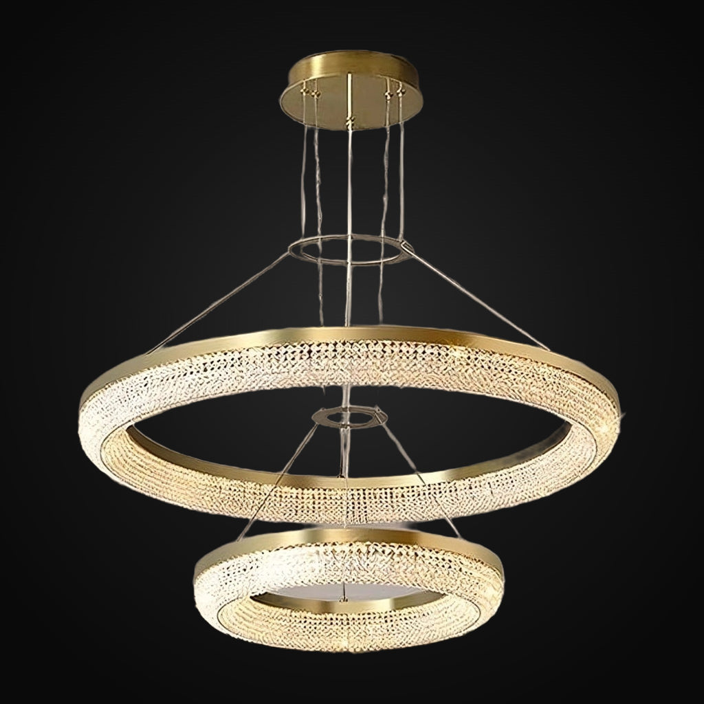 Lustre Bergamo en cristal double anneau
