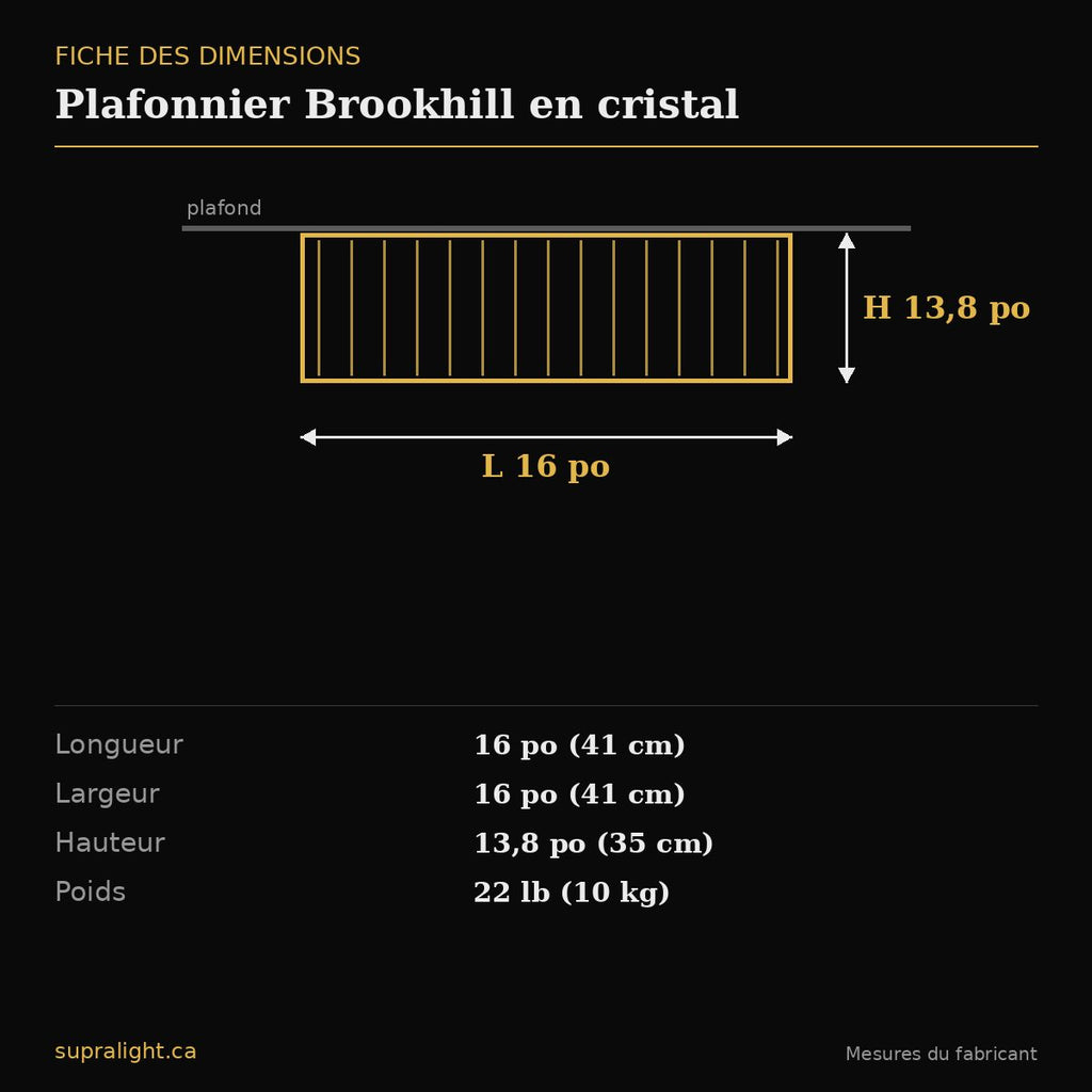 Plafonnier Brookhill en cristal – dimensions