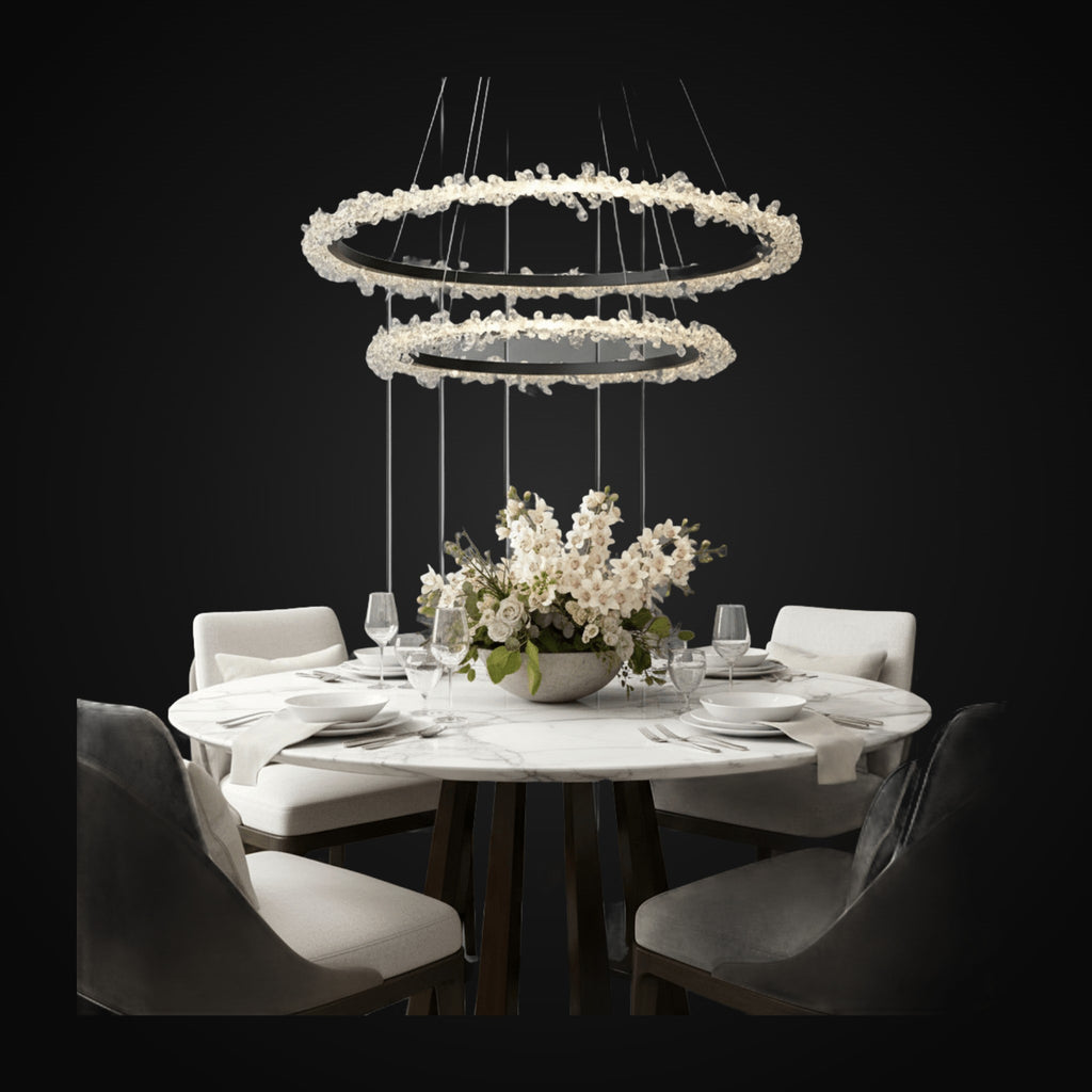 Lustre Capri à 2 étages en cristal noir mat
