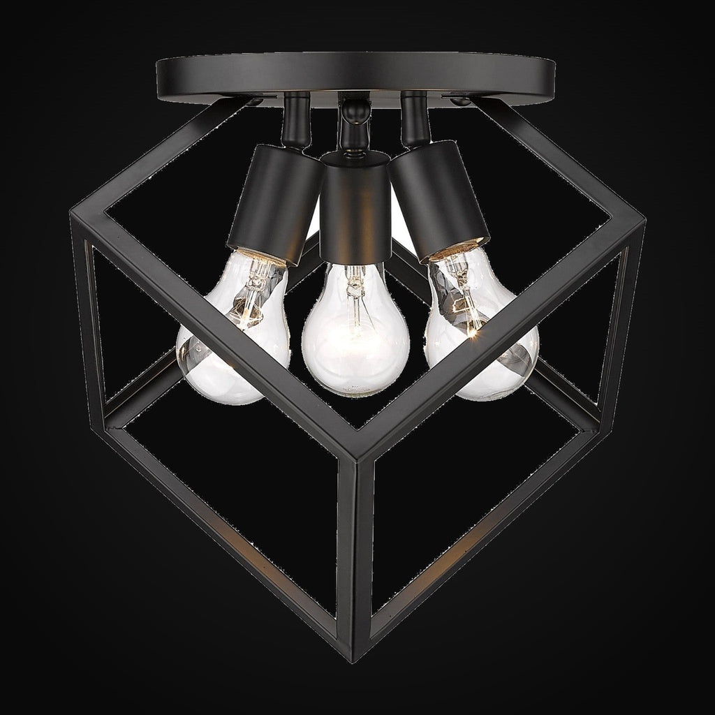 Semi-plafonnier Cassio 3 lumières, noir mat