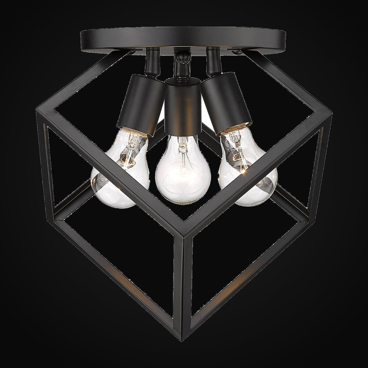 Semi-plafonnier Cassio 3 lumières, noir mat