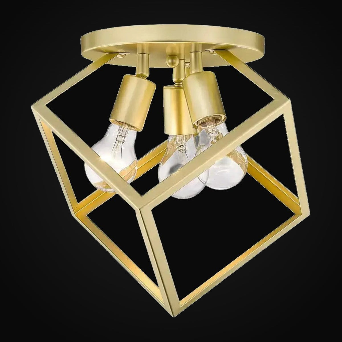 Semi-plafonnier Cassio 3 lumières, or olympique
