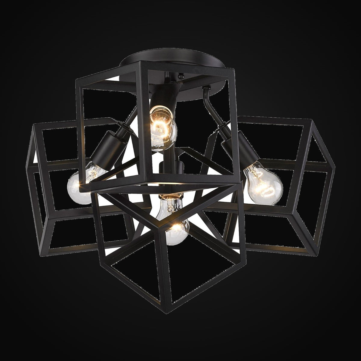 Semi-plafonnier Cassio 4 lumières, noir mat