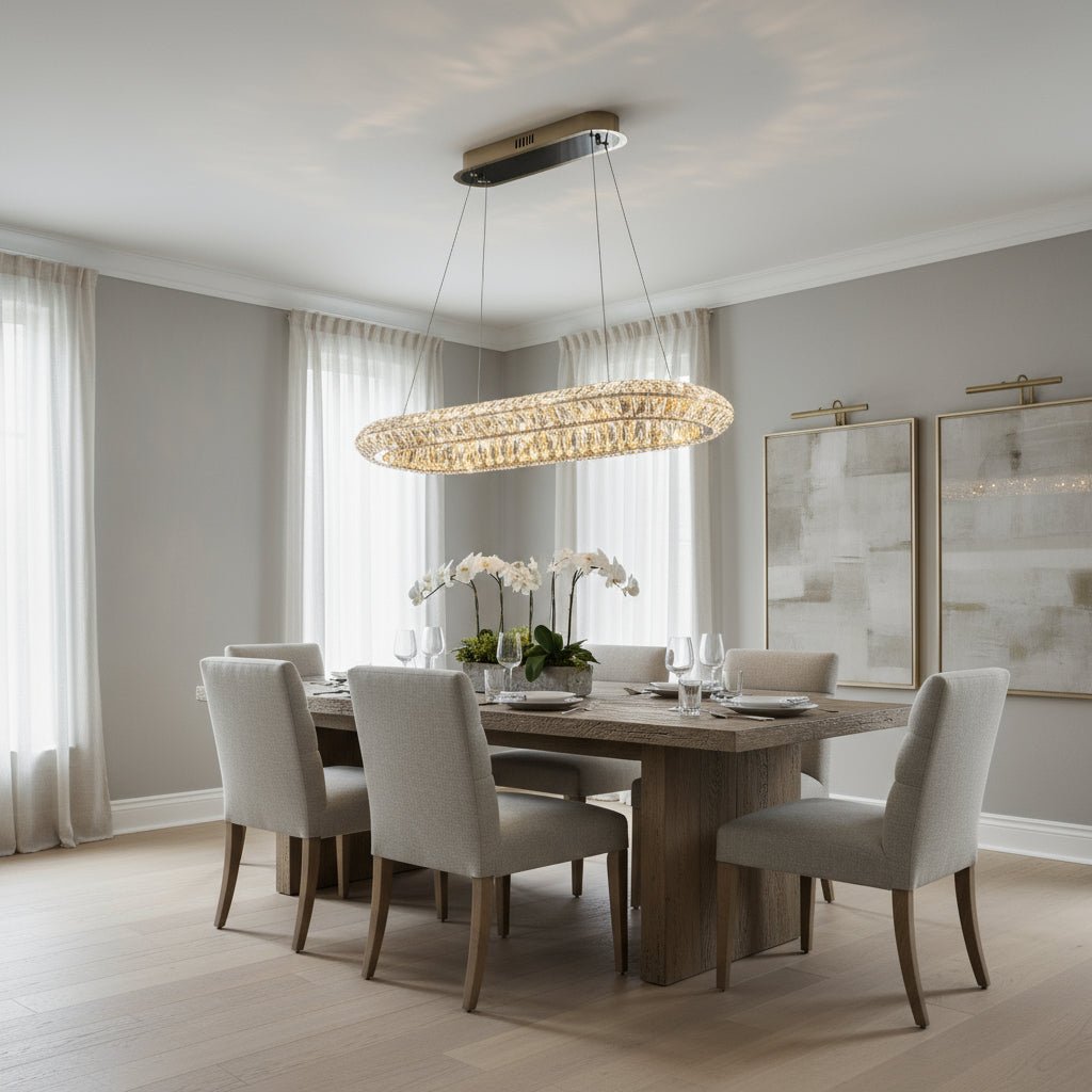 Lustre de salle à manger linéaire Bacci en cristal 47 po – vue 2
