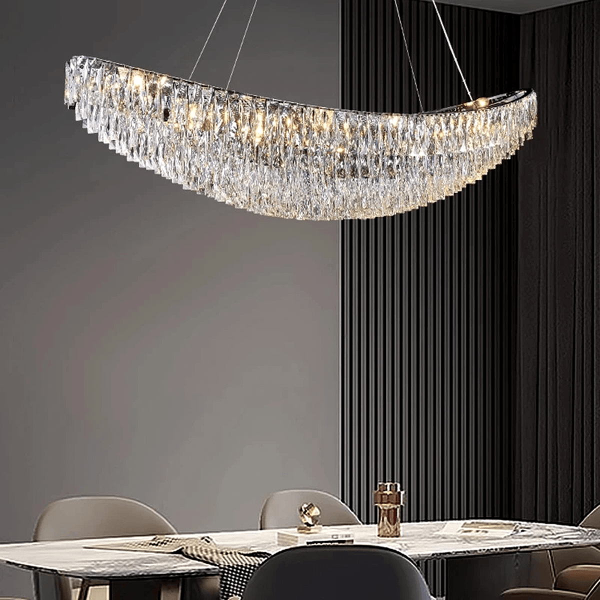 Lustre de salle à manger Lunare en cristal