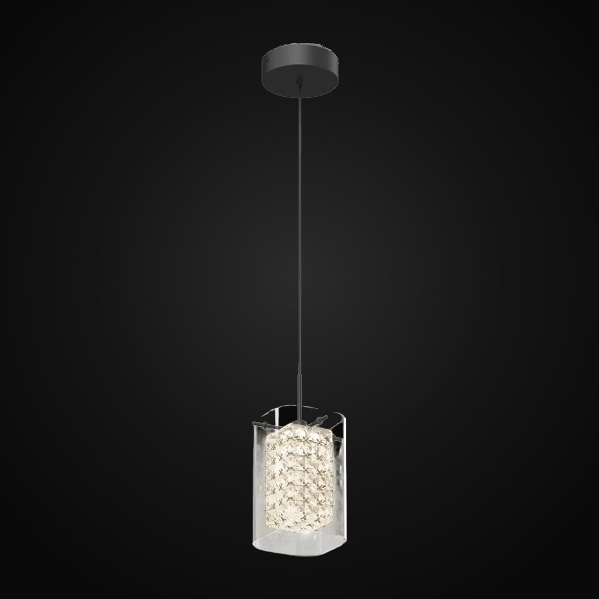 Mini-suspension DEL Crystal Cube courte 1 lumière