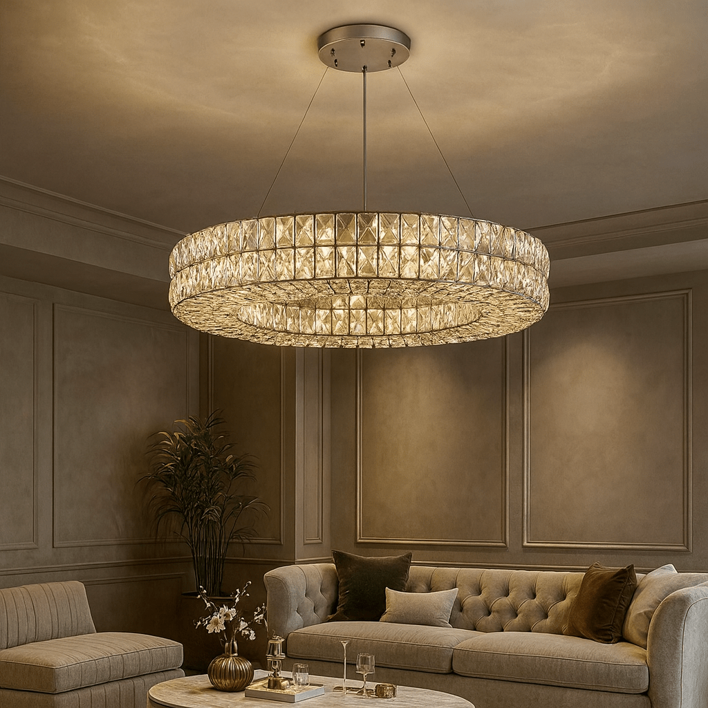 Lustre roue Bacci en cristal – vue 2