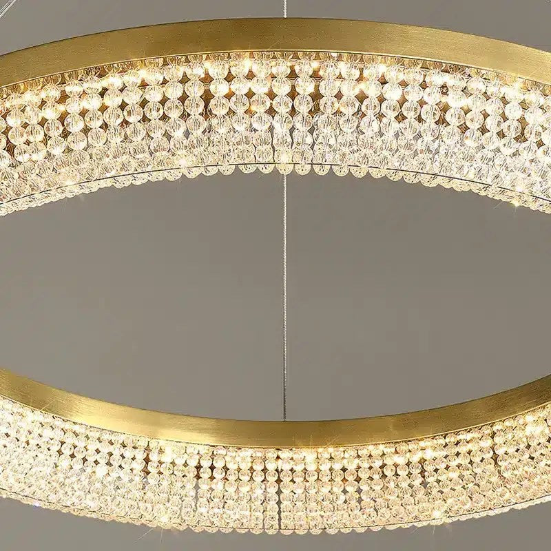 Lustre Bergamo en cristal double anneau – vue 3