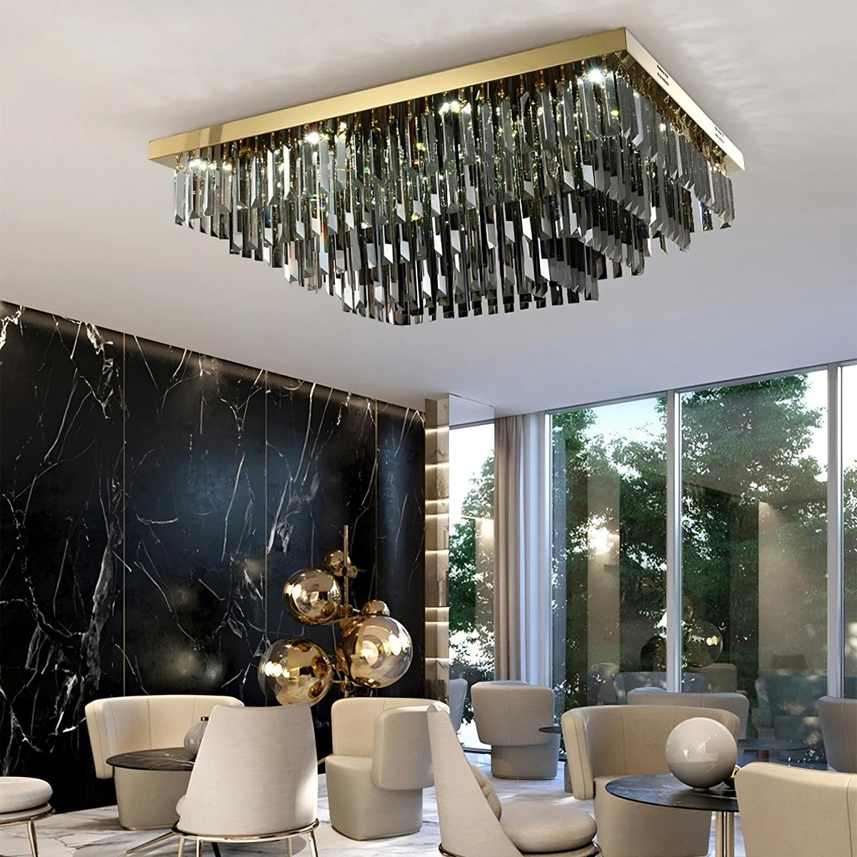 Lustre Gio en cristal gris fumé – vue 2