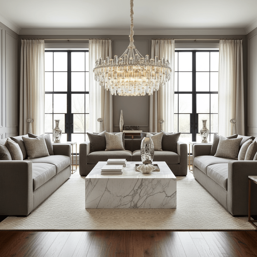 Lustre rond moderne Gio en cristal – vue 2