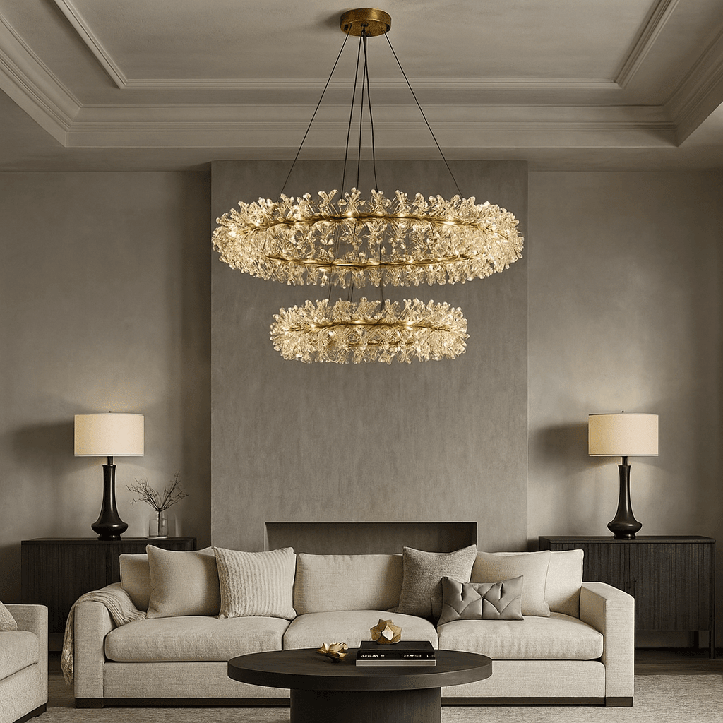 Lustre double anneau Exton 39 po en cristal