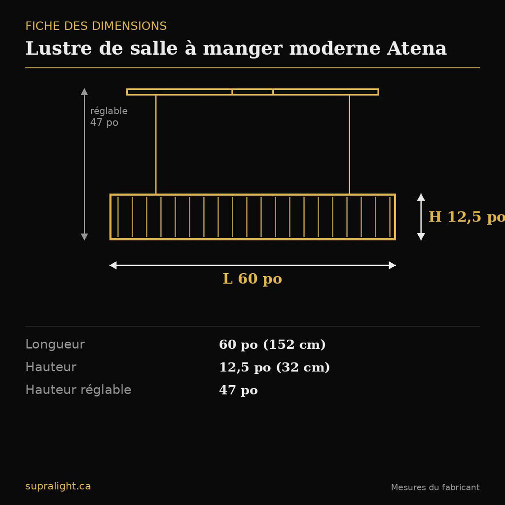Lustre de salle à manger moderne Atena – dimensions