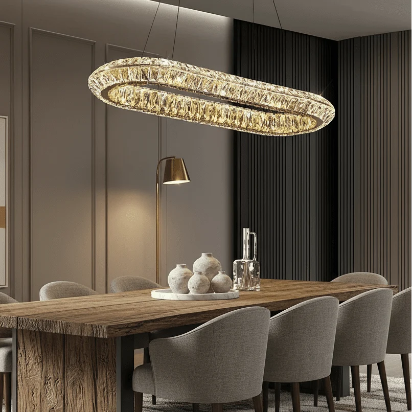 Lustre de salle à manger linéaire Bacci en cristal 47 po