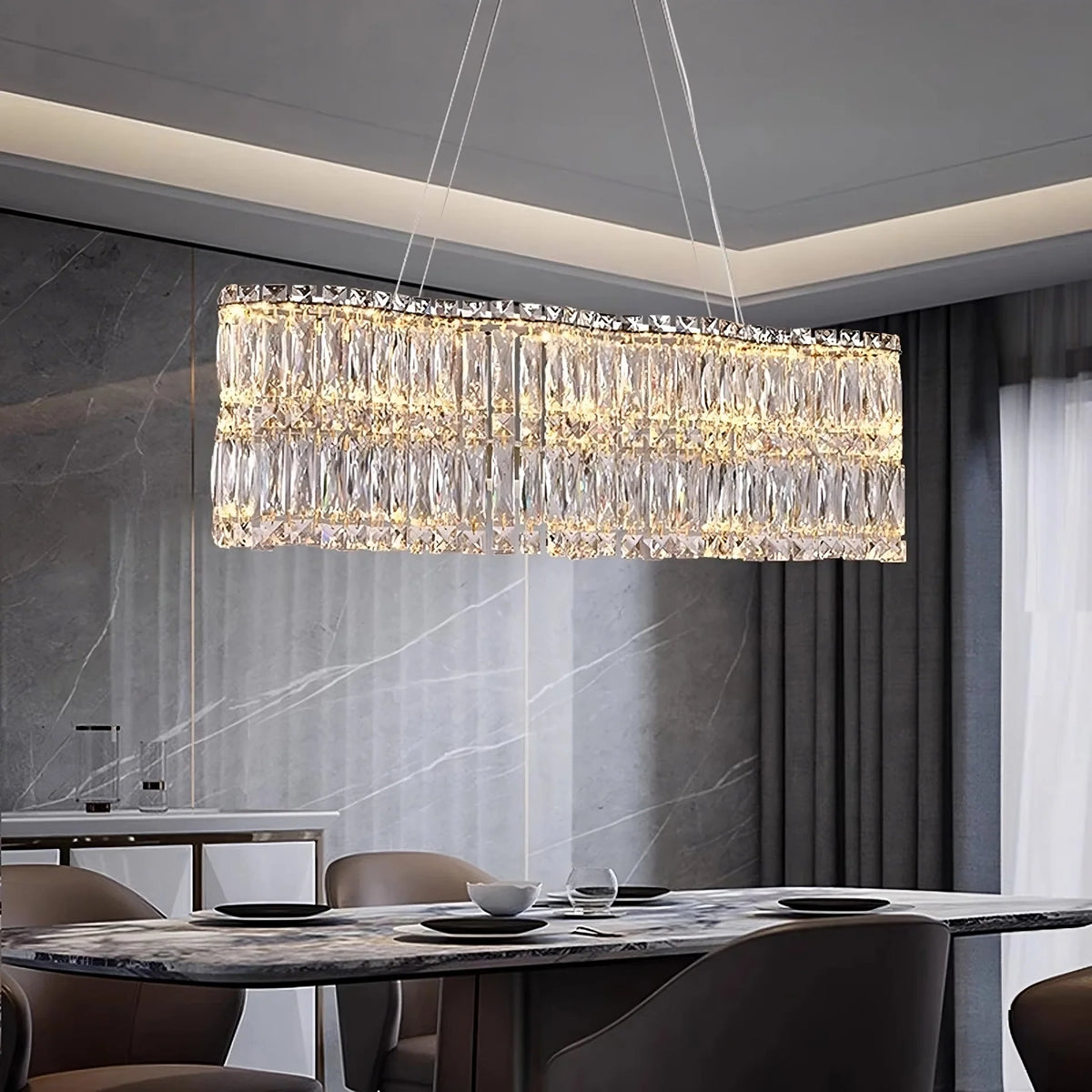 Lustre linéaire Bacci 39 po en cristal