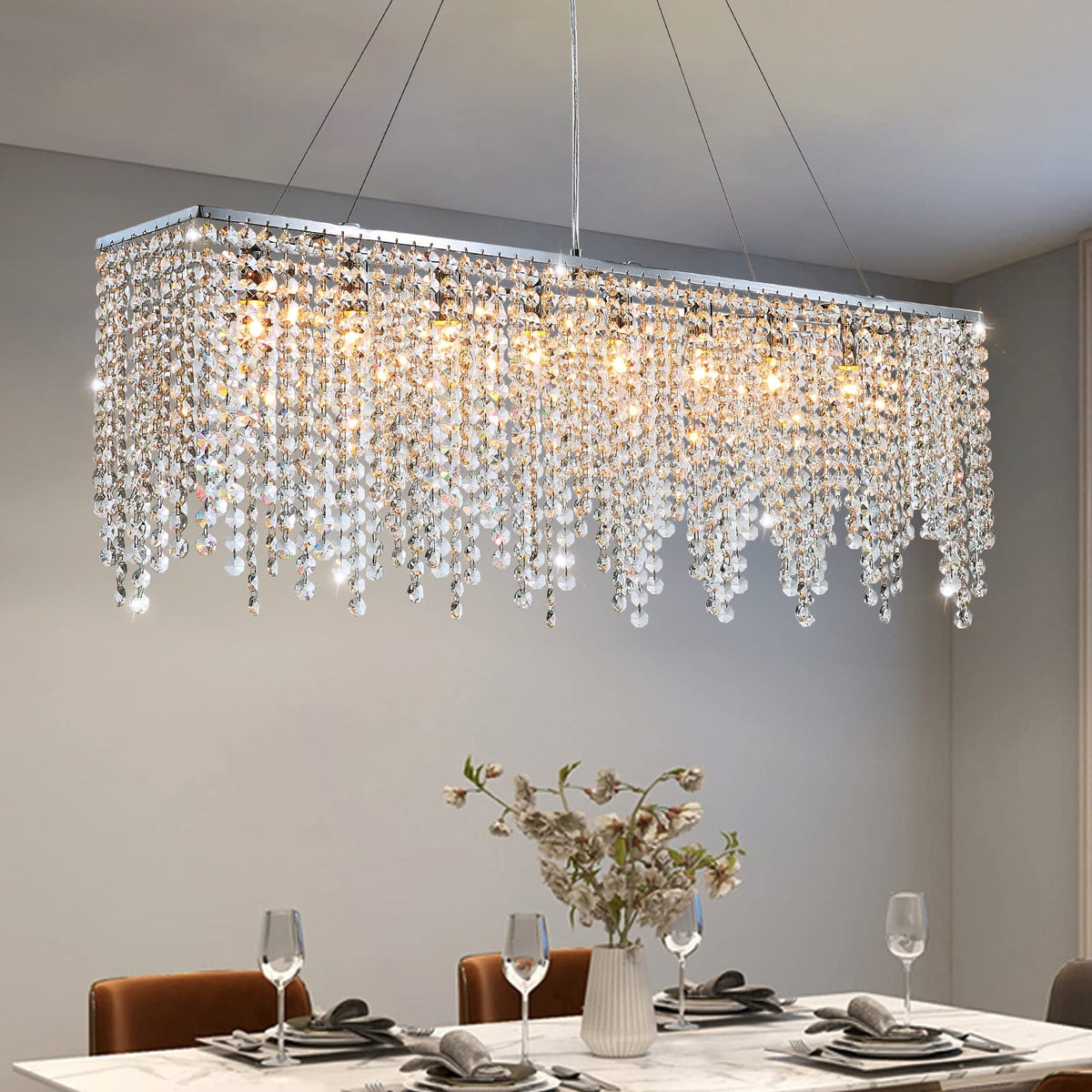 Lustre de salle à manger Alleri 39 po en cristal