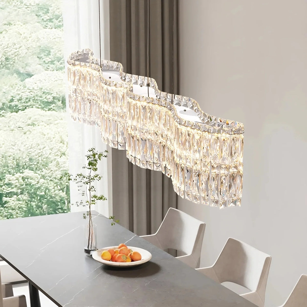 Lustre linéaire Bacci 39 po en cristal – vue 3
