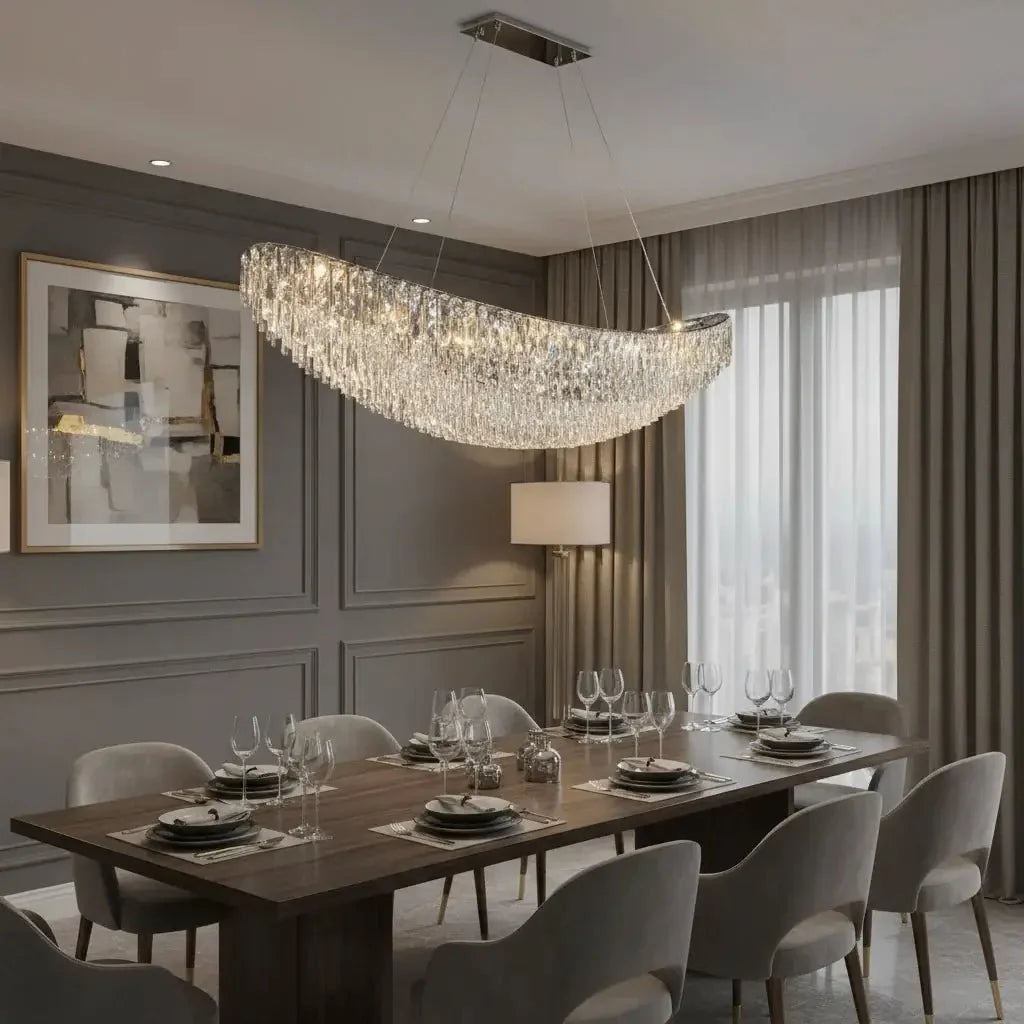 Lustre de salle à manger Lunare en cristal – vue 2