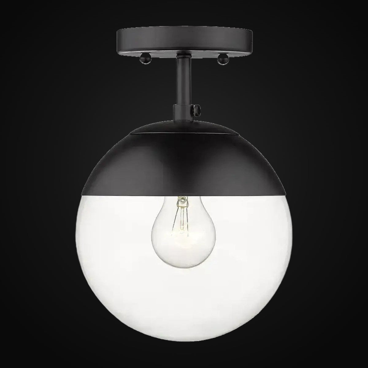 Applique Dixon, noir mat, verre clair et capuchon noir mat