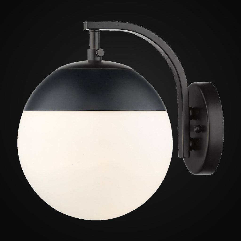 Applique Dixon, noir mat, verre opale et capuchon noir mat