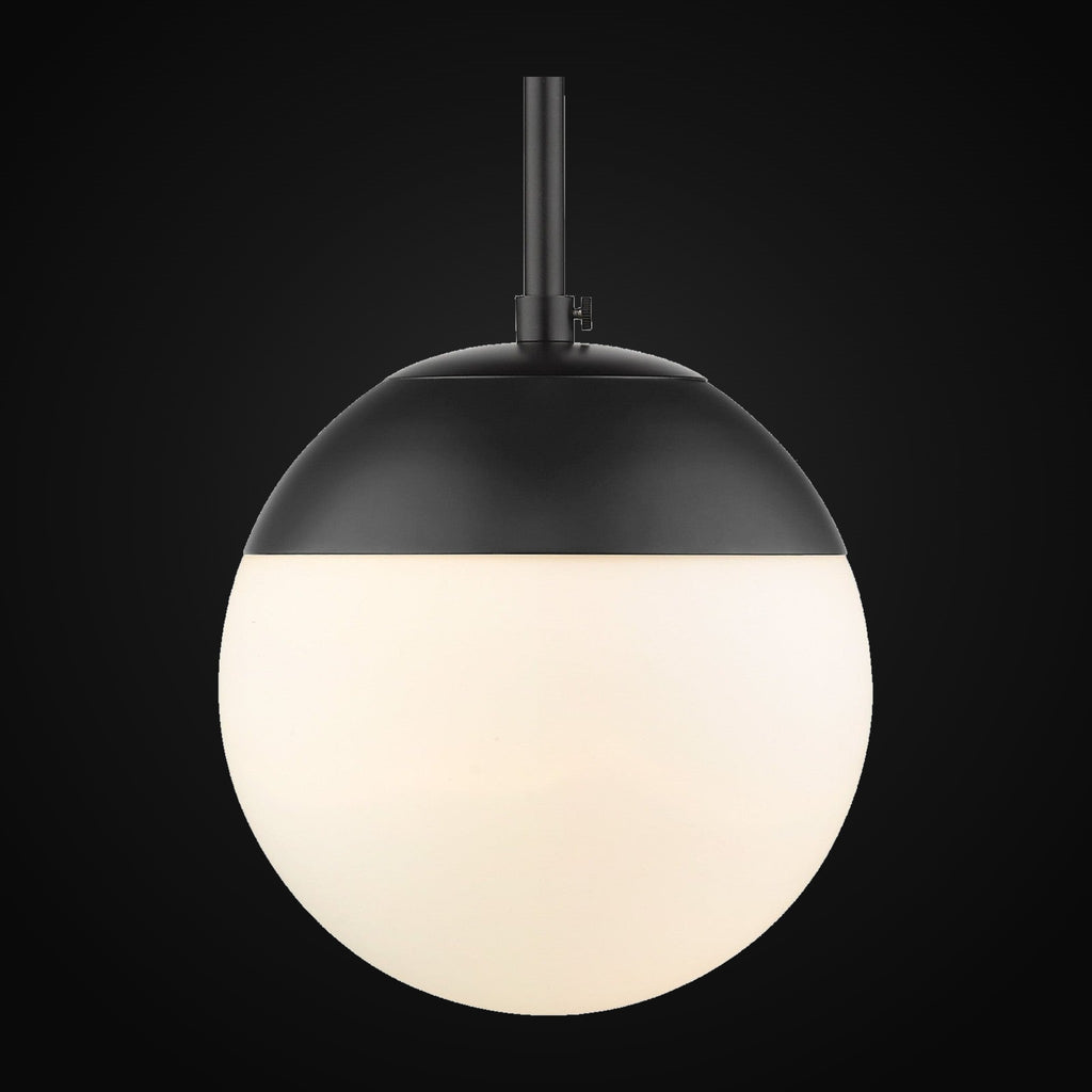 Petite suspension Dixon, noir mat, verre opale et capuchon noir mat