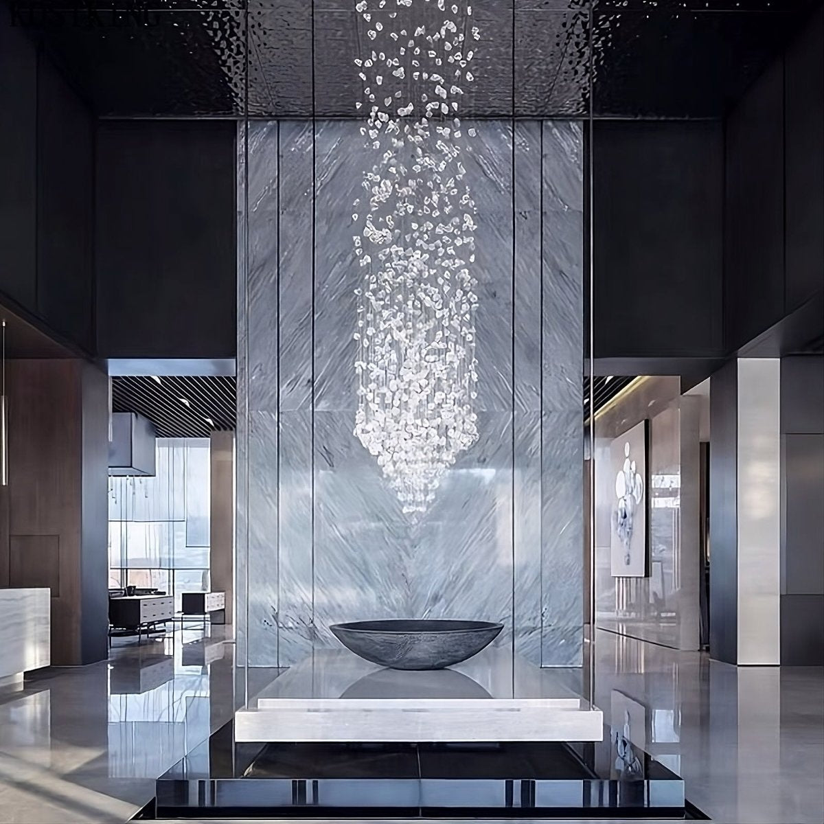 Lustre Riston à pendeloques de cristal – vue 3