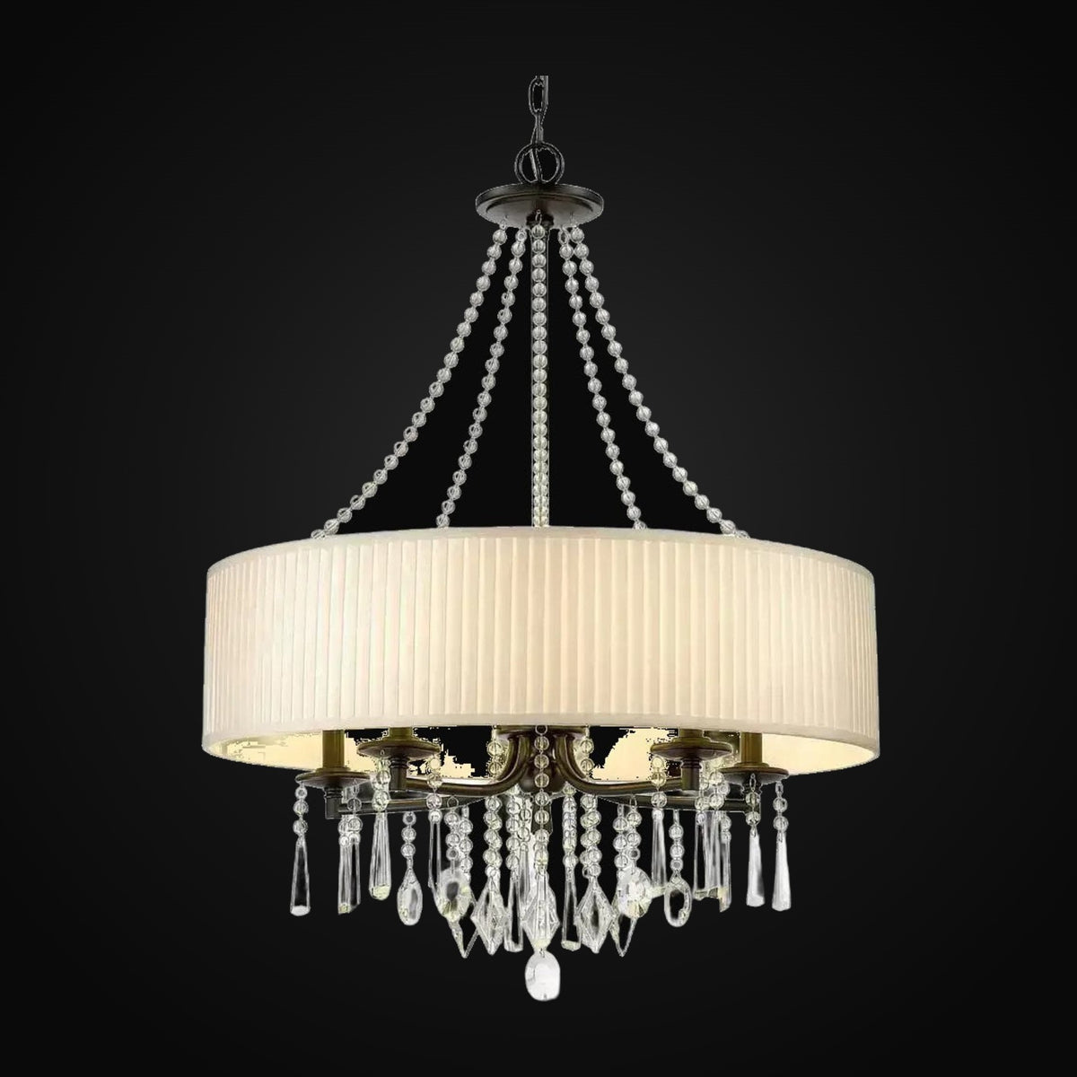 Lustre Echelon 5 lumières, noir mat, abat-jour voile de mariée