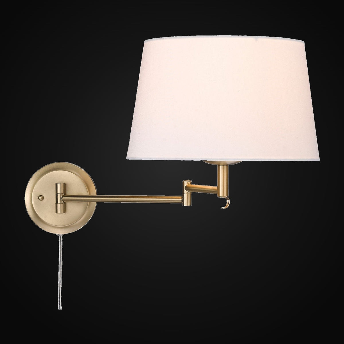Applique articulée Eleanor, bronze champagne brossé, abat-jour blanc moderne