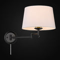 Applique articulée Eleanor, noir mat, abat-jour blanc moderne
