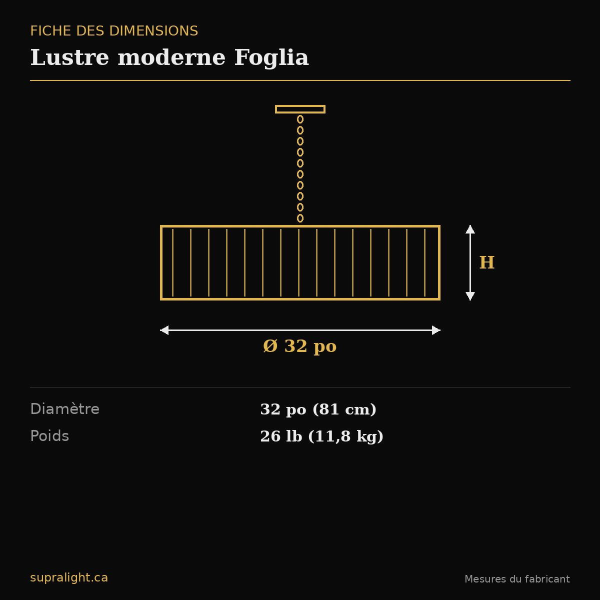 Lustre moderne Foglia – dimensions