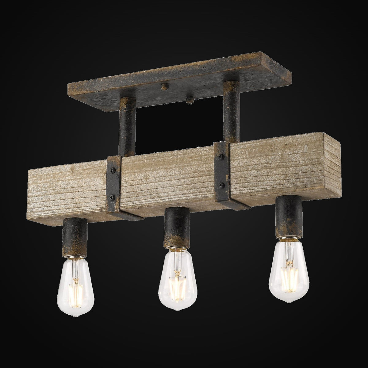 Semi-plafonnier Garrett, fer noir antique