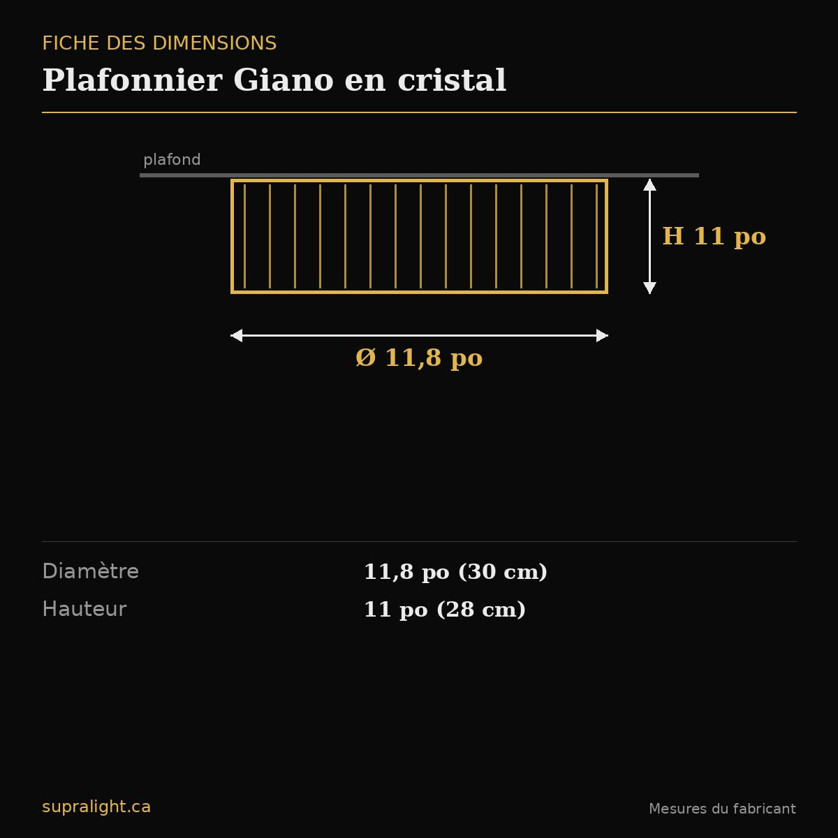 Plafonnier Giano en cristal – dimensions