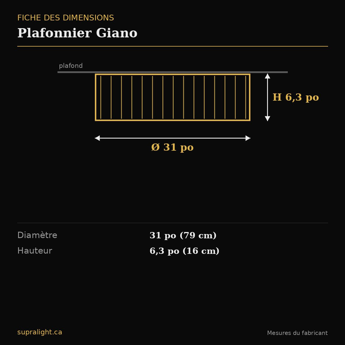 Plafonnier Giano – dimensions