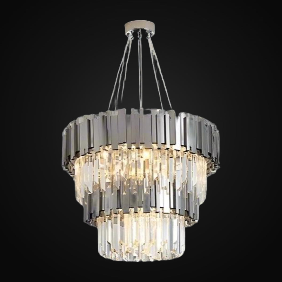 Lustre Gio à 2 étages en cristal et chrome
