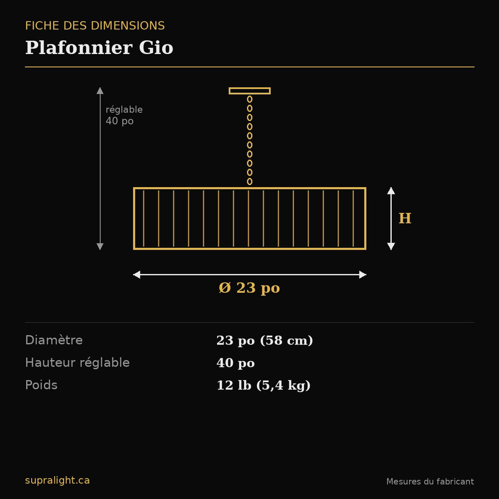 Plafonnier Gio – dimensions