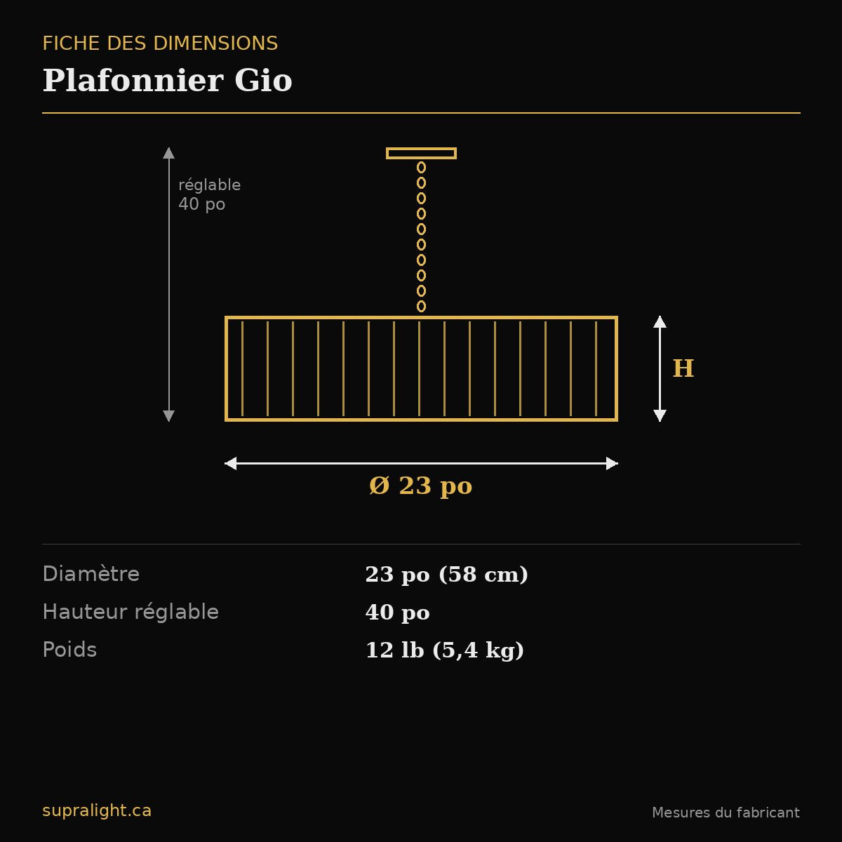 Plafonnier Gio – dimensions
