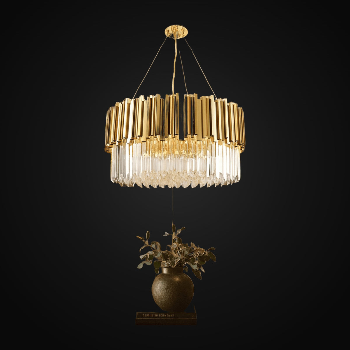Lustre Gio en cristal or et chrome