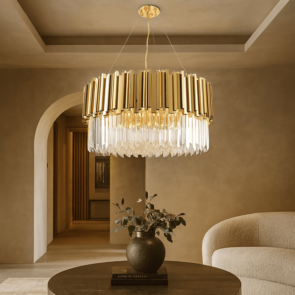 Lustre Gio en cristal or et chrome
