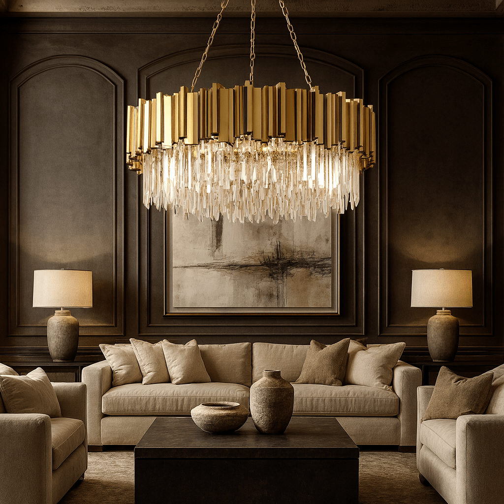 Lustre Gio 31 po en cristal, fini or – vue 2