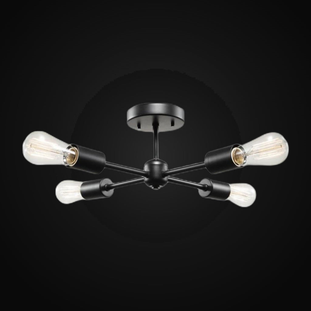 Plafonnier 4 lumières Vane style Sputnik Globe Electric – noir mat