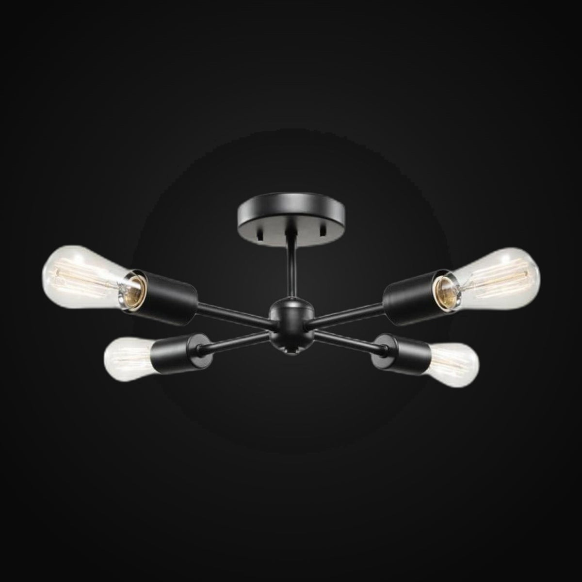 Plafonnier 4 lumières Vane style Sputnik Globe Electric – noir mat