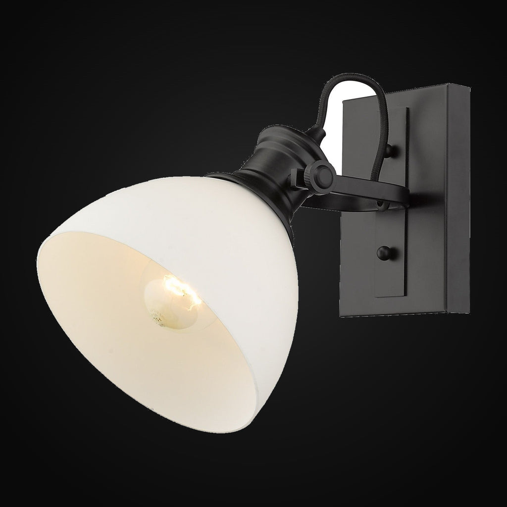 Applique de salle de bain Hines 1 lumière, noir mat, verre opale